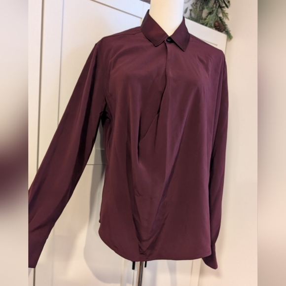 NWOT rag & bone Phillipa Draped blouse medium wine - Picture 2 of 8